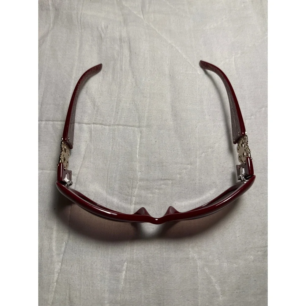 Mispecs Italy Design Red Oversized Sunglasses Gold Filigree Y2K Maroon 2000s